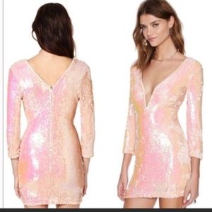 Nasty Gal Pink Sequin Body Con dress